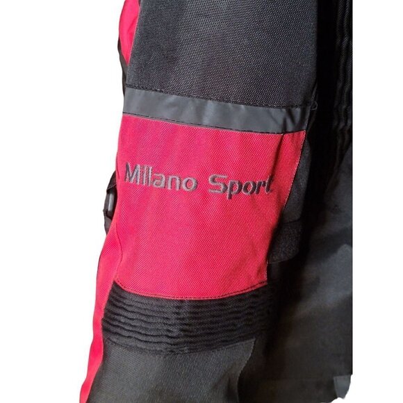 MILANO Sport Womens Jacket Motorcycle Medium Black Red Padded Detachable Liner - Picture 7 of 16